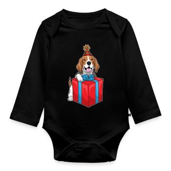 Beagle Birthday Package - Organic Longsleeve Baby Bodysuit - black - Front