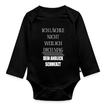 ich lächle nicht weil ich dich mag - Baby Bio-Langarm-Body - Schwarz - Vorne