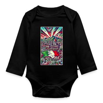 Sizilien Italien Kunst Design - Baby Bio-Langarm-Body - Schwarz - Vorne
