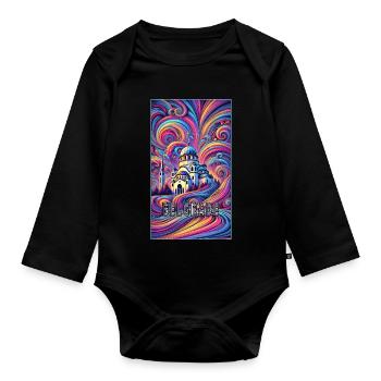 Belgrade Serbia Panorama Design - Organic Longsleeve Baby Bodysuit - black - Front