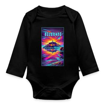 Belgrade Serbia souvenir design - Organic Longsleeve Baby Bodysuit - black - Front