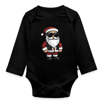 Santa Claus Cool Santa Rocker - Organic Longsleeve Baby Bodysuit - black - Front