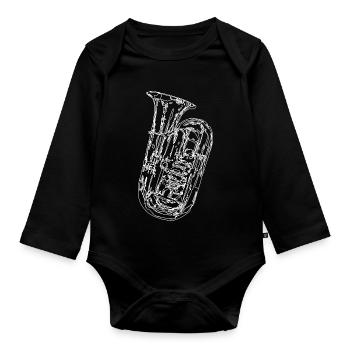 Croquis d’instrument de tuba - Body Bébé bio manches longues - noir - Devant