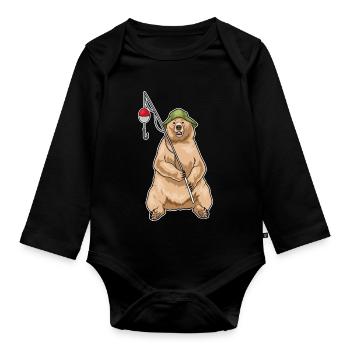 Canne à pêche Bear Angler Canne à pêche - Body Bébé bio manches longues - noir - Devant