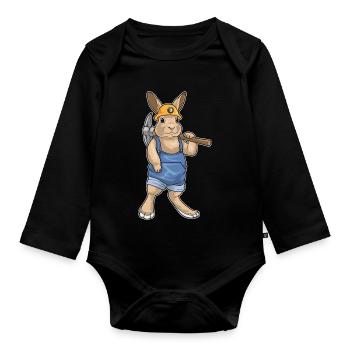 Rabbit Miner Pickaxe Mining - Organic Longsleeve Baby Bodysuit - black - Front