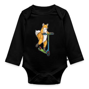 Fuchs Tretroller - Baby Bio-Langarm-Body - Schwarz - Vorne