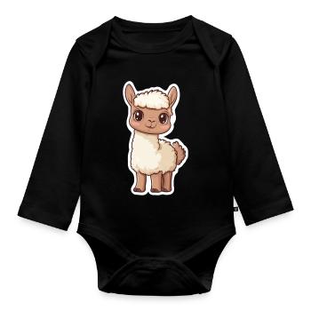 Llama Alpaca Llama Animal Gift - Organic Longsleeve Baby Bodysuit - black - Front