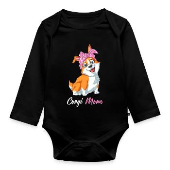 Corgi Mama – Süße Hundeliebhaberin Vibes Muttertagsgeschenk - Baby Bio-Langarm-Body - Schwarz - Vorne