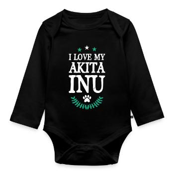 Akita Inu - Organic Longsleeve Baby Bodysuit - black - Front