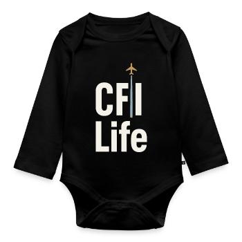 Flight Instructor Cfi Pilot Aviation Instructor - Organic Longsleeve Baby Bodysuit - black - Front