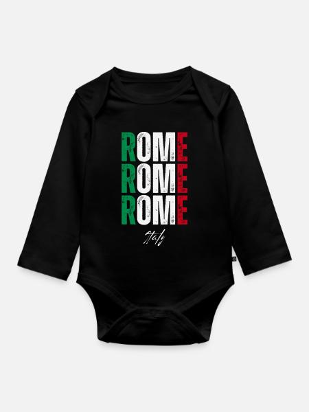 Rom Italien, ich liebe Rom - Baby Bio-Langarm-Body - Schwarz