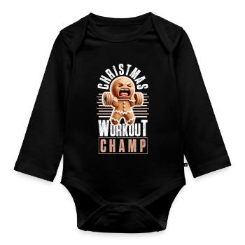 Christmas Workout Champ Weihnachten - Baby Bio-Langarm-Body - Schwarz - Vorne