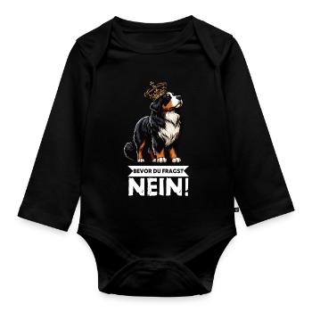 Before you ask Bernese Mountain Dog Mountain Dogs - Organic Longsleeve Baby Bodysuit - black - Front