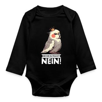 Before You Ask Cockatiel Cockatiels - Organic Longsleeve Baby Bodysuit - black - Front