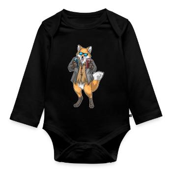 Fuchs Poker Pokerchips Kartenspiel - Baby Bio-Langarm-Body - Schwarz - Vorne