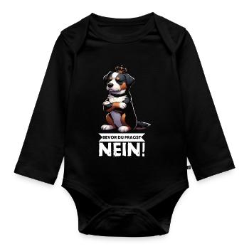 Before you ask: No Appenzeller Mountain Dog - Organic Longsleeve Baby Bodysuit - black - Front