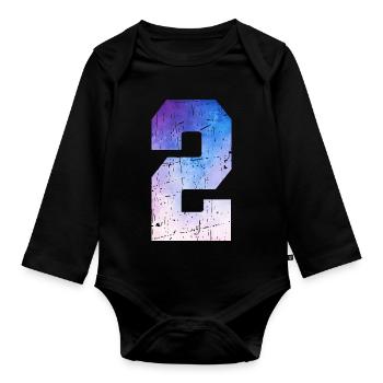 numéro 2 – Cadeau anniversaire 2 ans - Body Bébé bio manches longues - noir - Devant
