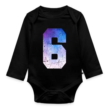 numéro 6 – Cadeau anniversaire 6 ans - Body Bébé bio manches longues - noir - Devant