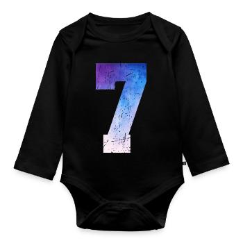 numéro 7 – Cadeau anniversaire 7 ans - Body Bébé bio manches longues - noir - Devant