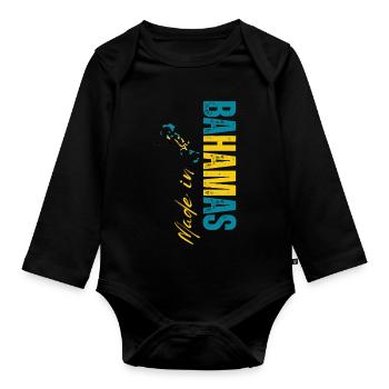 Made in Bahamas, born in Bahamas - Organic Longsleeve Baby Bodysuit - black - Front