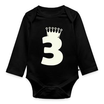 3_krone - Baby Bio-Langarm-Body - Schwarz - Vorne