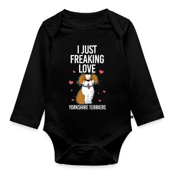 Ich liebe Yorkshire Terriers Motiv einfach - Baby Bio-Langarm-Body - Schwarz - Vorne