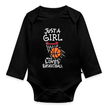 Nur ein Mädchen, das Basketball liebt - Baby Bio-Langarm-Body - Schwarz - Vorne