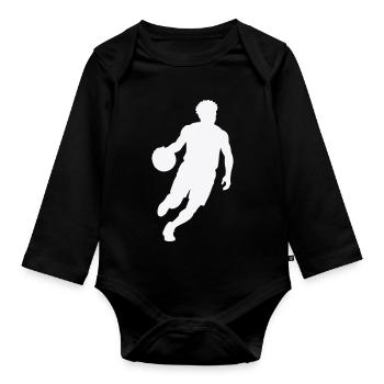 Silhouette de basket sautée - Body Bébé bio manches longues - noir - Devant