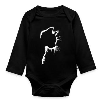 Katzen Silhouette Linienstil - Baby Bio-Langarm-Body - Schwarz - Vorne