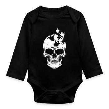Halloween Ideas Halloween Skull Ghost - Baby Bio-Langarm-Body - Schwarz - Vorne