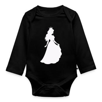 Königliche Prinzessin Silhouette - Baby Bio-Langarm-Body - Schwarz - Vorne