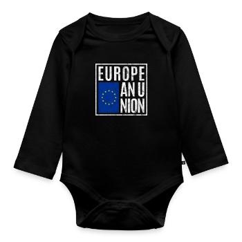 Union européenne - Body Bébé bio manches longues - noir - Devant