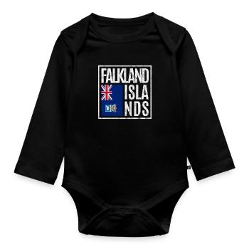 Falklandinseln - Baby Bio-Langarm-Body - Schwarz - Vorne
