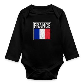 France - Organic Longsleeve Baby Bodysuit - black - Front