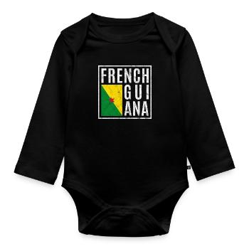 Französisch-Guayana - Baby Bio-Langarm-Body - Schwarz - Vorne