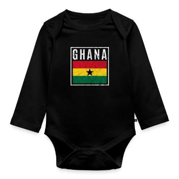 Ghana - Body Bébé bio manches longues - noir - Devant