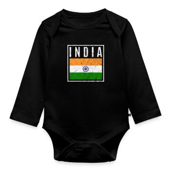 Inde - Body Bébé bio manches longues - noir - Devant