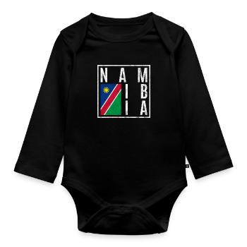 Namibia - Baby Bio-Langarm-Body - Schwarz - Vorne