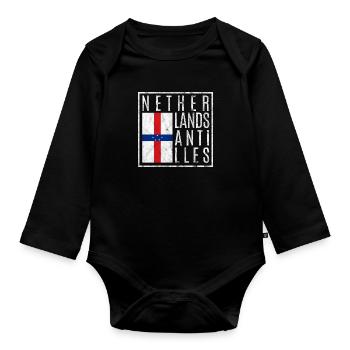 Netherlands Antilles - Organic Longsleeve Baby Bodysuit - black - Front