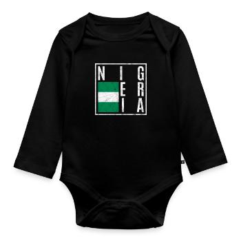 Nigeria - Baby Bio-Langarm-Body - Schwarz - Vorne