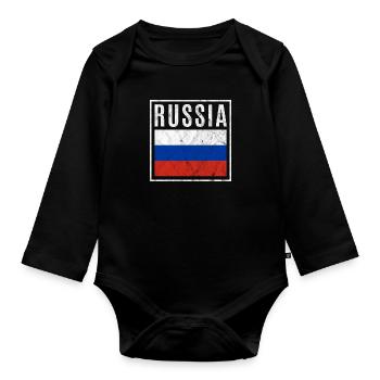 Russie - Body Bébé bio manches longues - noir - Devant