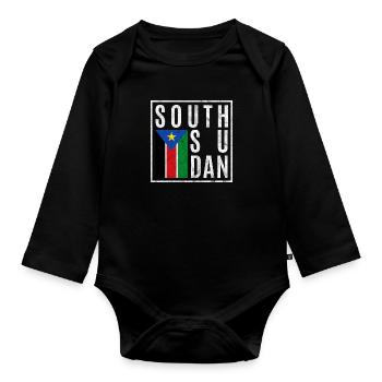 South Sudan - Organic Longsleeve Baby Bodysuit - black - Front