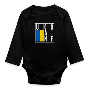 Ukraine - Organic Longsleeve Baby Bodysuit - black - Front