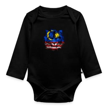 Malaisie - Body Bébé bio manches longues - noir - Devant