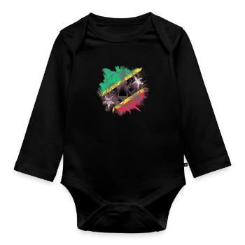 Saint Kitts and Nevis - Organic Longsleeve Baby Bodysuit - black - Front