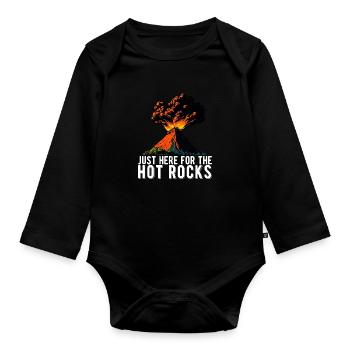 Amateur de volcans explorant la géologie de la lave - Body Bébé bio manches longues - noir - Devant