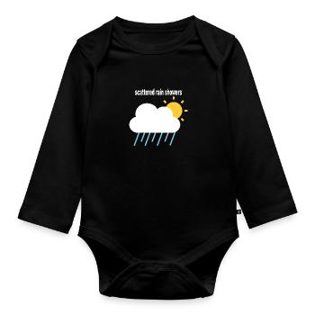 scattered rain showers - occasional rain showers - Organic Longsleeve Baby Bodysuit - black - Front