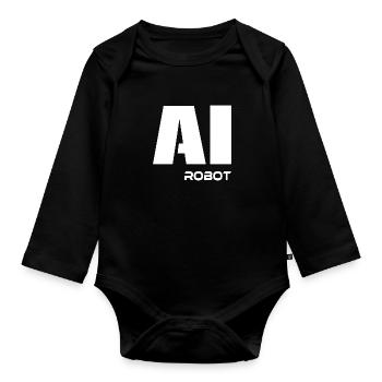 AI robot - Organic Longsleeve Baby Bodysuit - black - Front