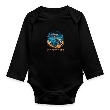 Great Barrier Reef Dolphins - Baby Bio-Langarm-Body - Schwarz - Vorne