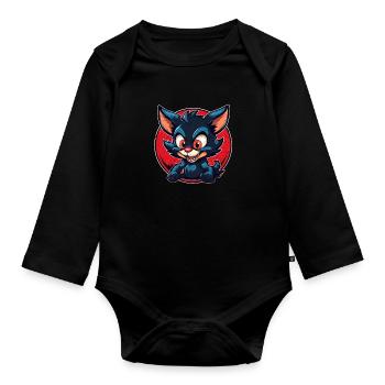 Super cute tasmanian Devil retro style - Organic Longsleeve Baby Bodysuit - black - Front